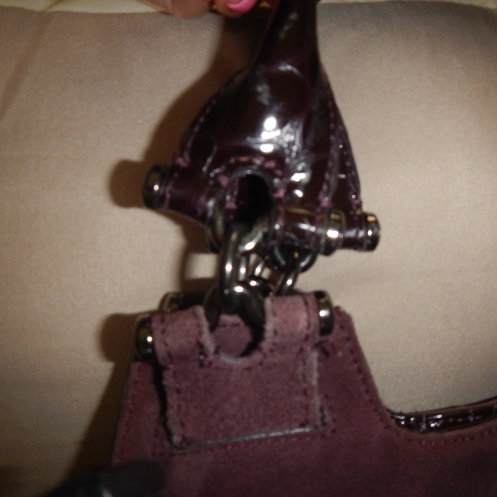 Donald J. Pliner Large, Purple Leather/Suede Tote - Picture 4 of 4